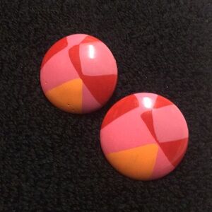 Vintage Colorful Geometric Button Earrings